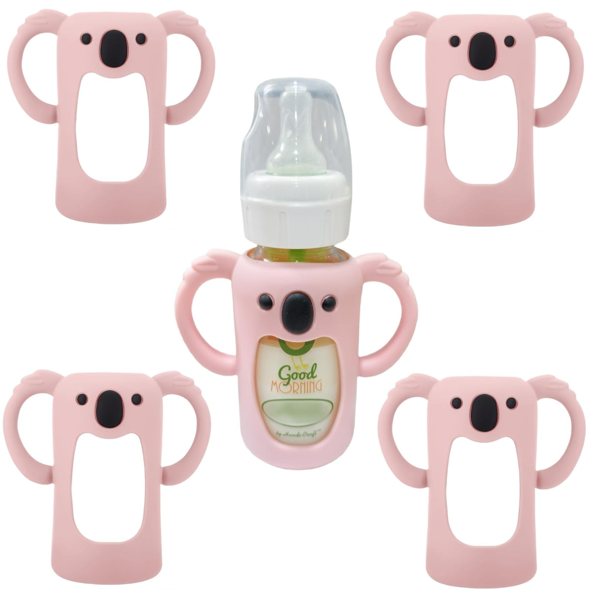 Frezonika koala sleeve on a 4 oz pink bottle with easy-grip design.