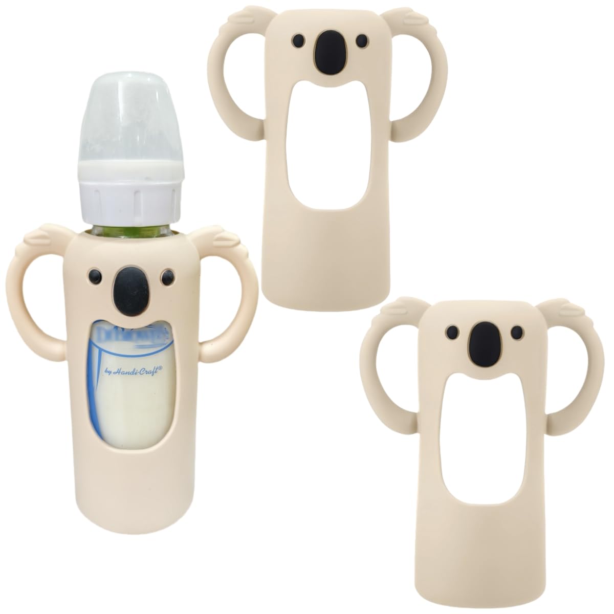 Frezonika koala sleeve on 8oz narrow bottle enhances grip for little hands.