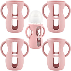 Frezonika silicone sleeve for Avent 4oz/8oz glass bottle in pink, offering secure grip and protection.