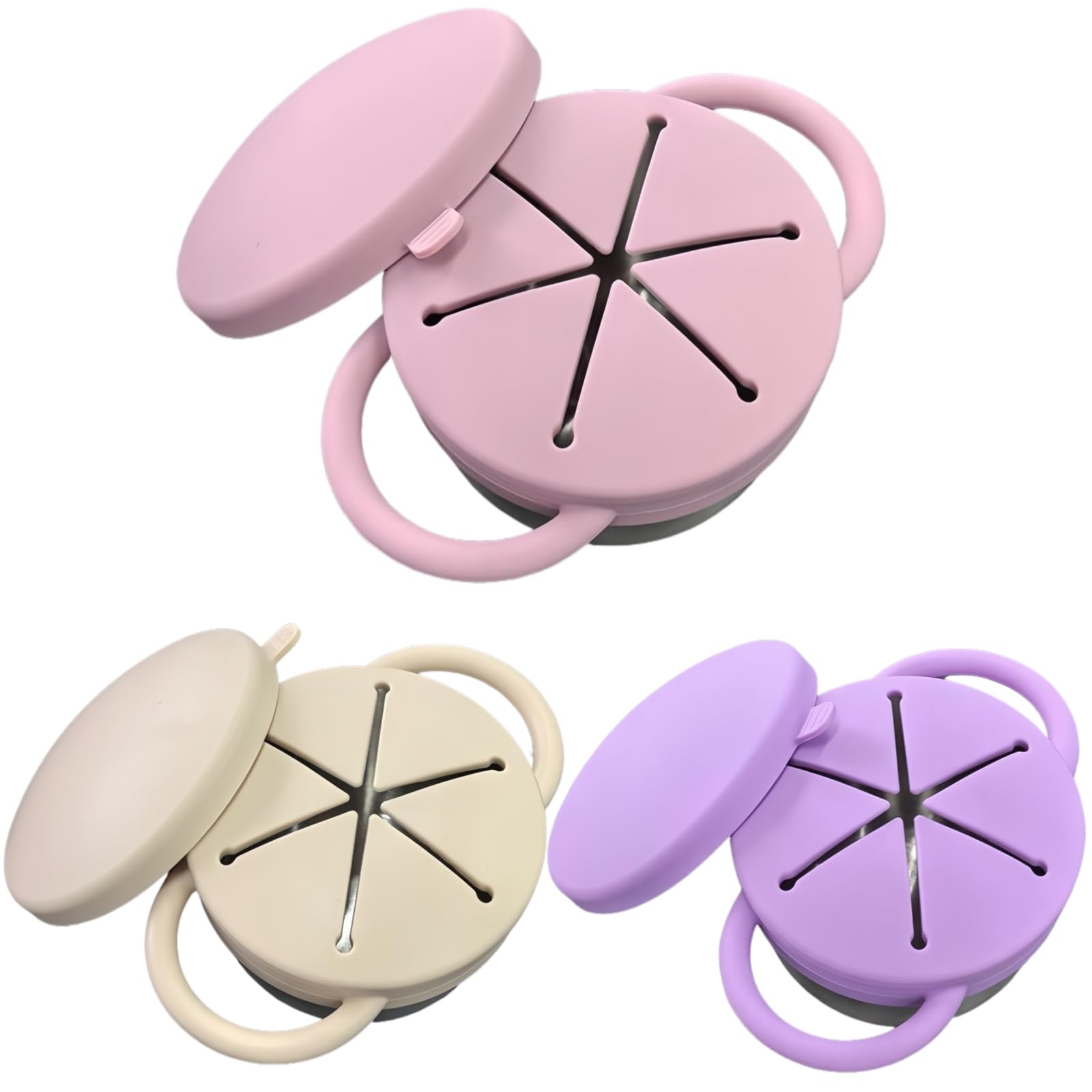 Frezonika spill-proof snack cups pink, easy toddler access and mess-free travel