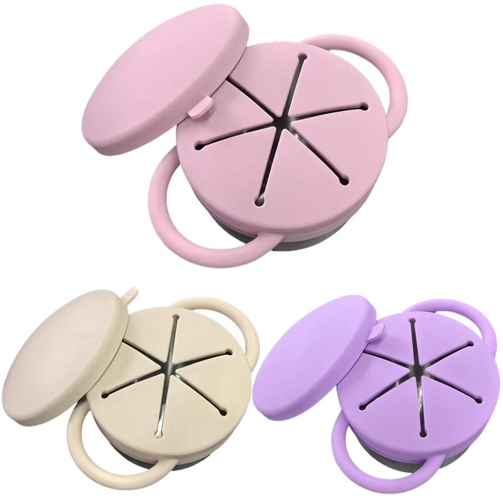 Frezonika spill-proof snack cups pink, easy toddler access and mess-free travel