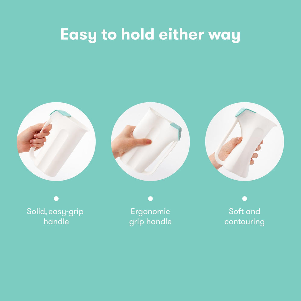 Frida Baby Control The Flow Rinser dual grip design for easy pouring.