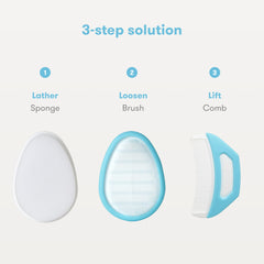 Frida Baby FlakeFixer comb gently lifts flakes for cradle cap relief.