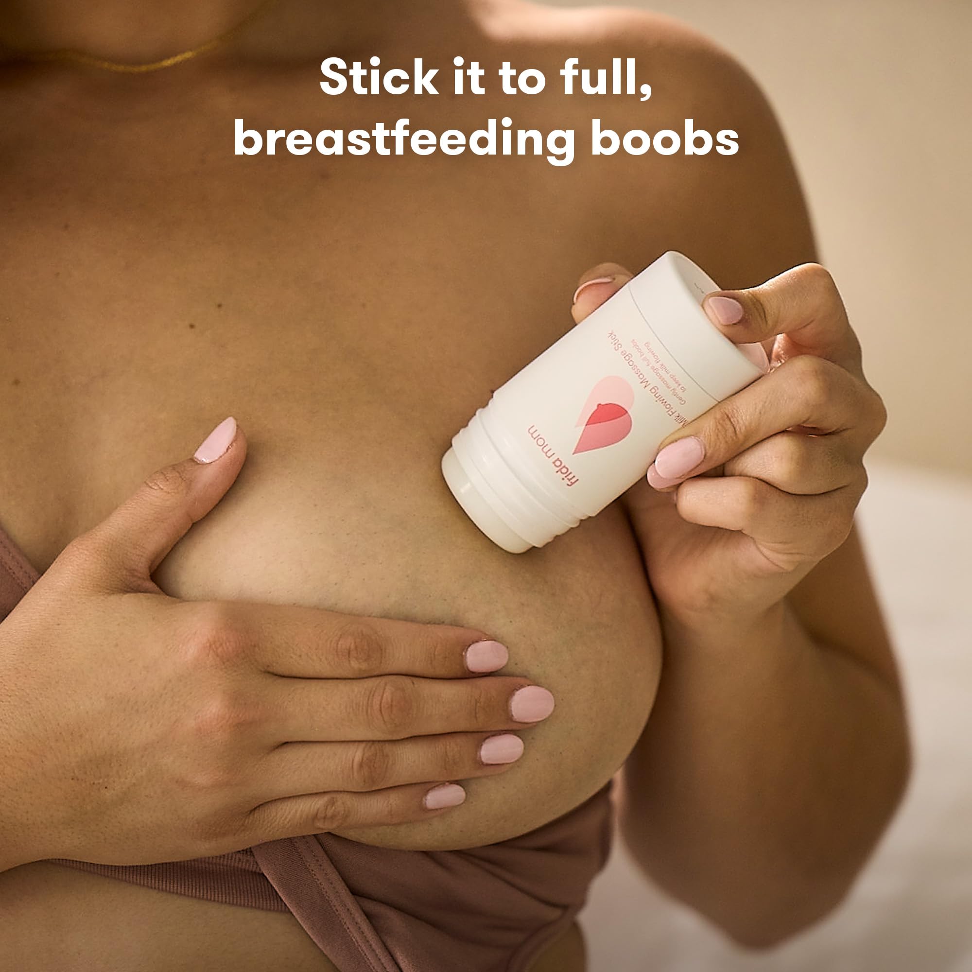 Frida Mom cooling hydration effect during a breastfeeding session.