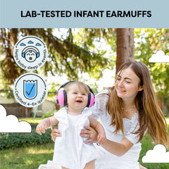 Friday 7Care baby ear protection headphones pink lightweight design under 5 ounces.