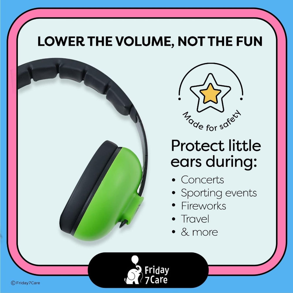 Friday 7Care soft padded headband in green ensures gentle, pressure-free wear for delicate ears.
