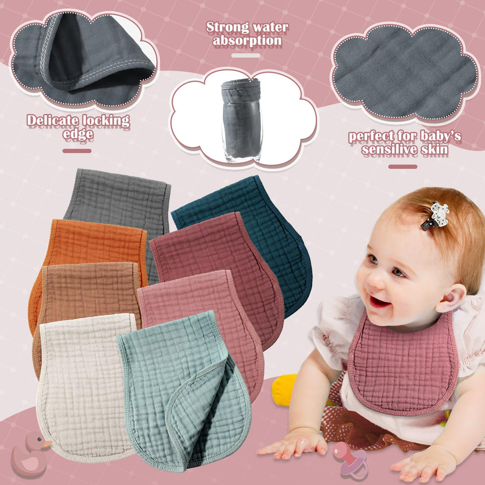 Frienda baby burp cloths measure 10 by 20 inches for broad coverage.