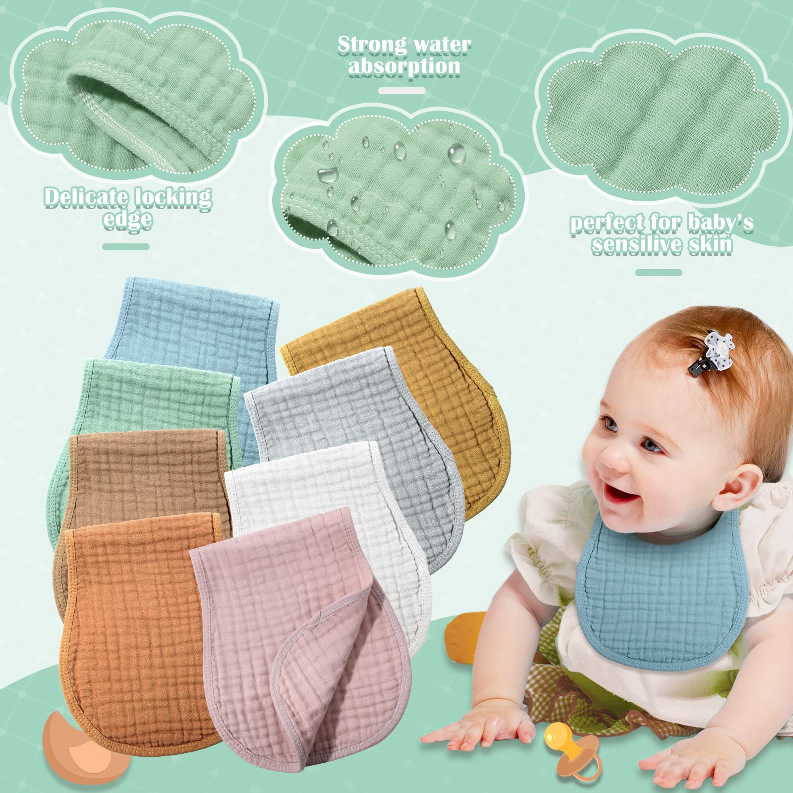 Frienda multiuse burp cloths work as bibs or changing pads.