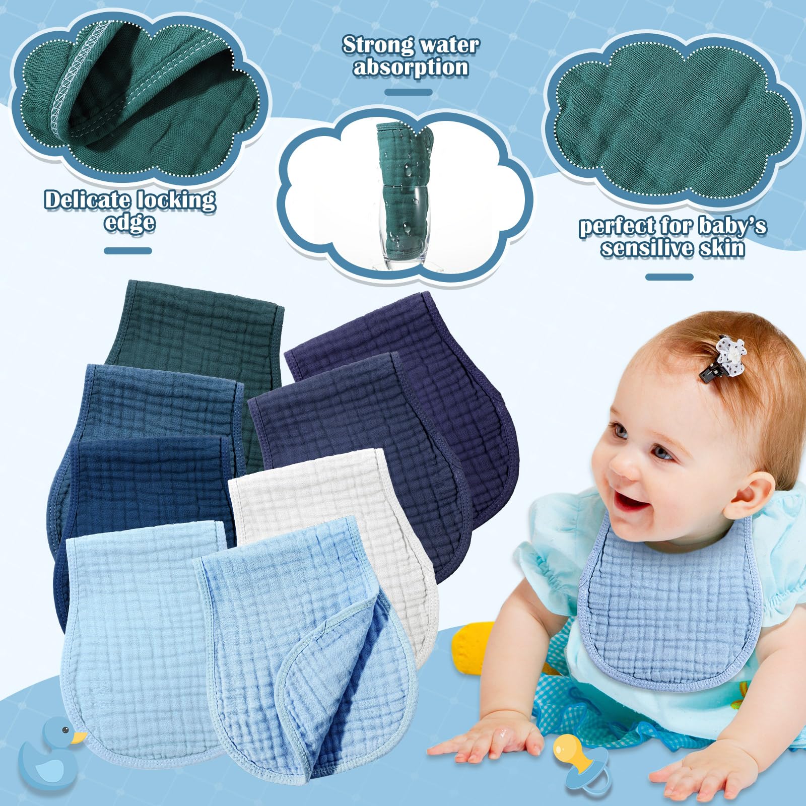 Frienda green 4-layer muslin burp cloth, ideal for feeds cleanup
