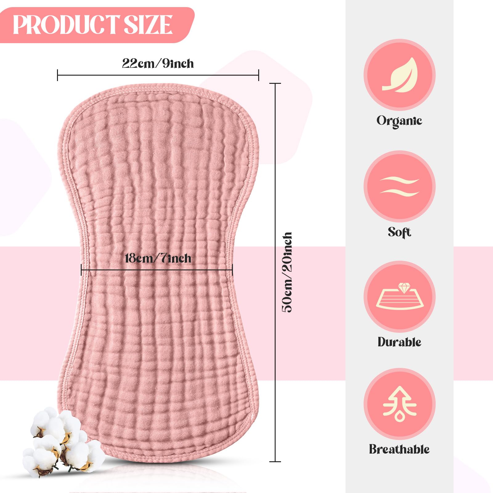 Frienda 4-layer burp cloth design provides strong absorbency for spills