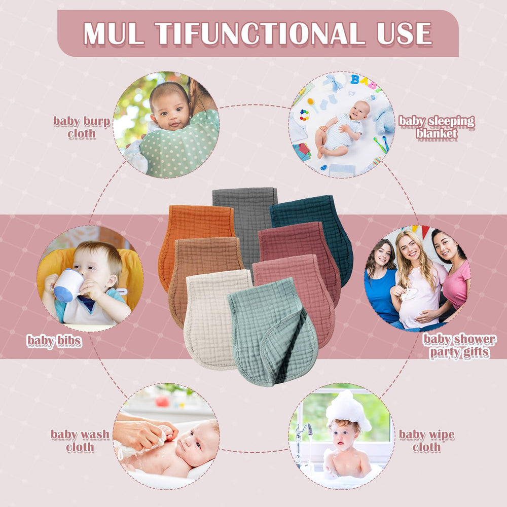 Frienda burp cloths with soft texture and stitched edges for durability.