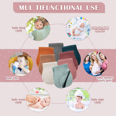 Frienda burp cloths with soft texture and stitched edges for durability.