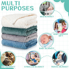 Frienda four-pack blankets in pastel colors for nursery and travel.