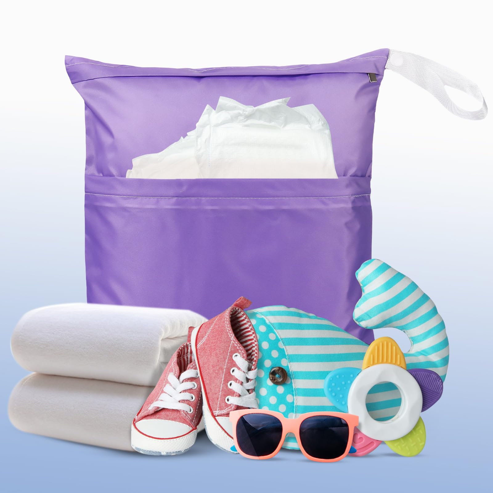 Frienda Macaron bag containing toiletries and gym clothes kept separate on the go.