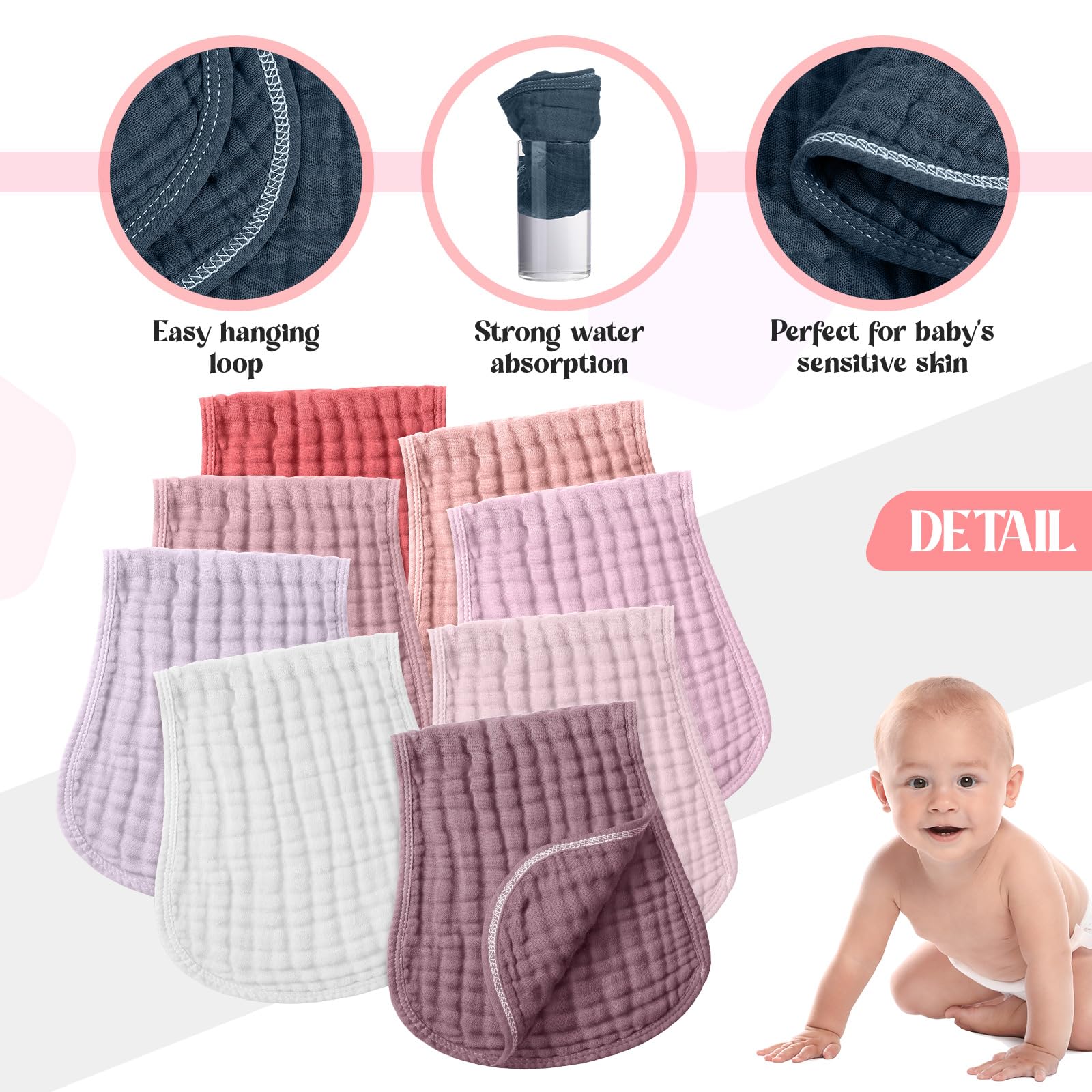 Frienda multi-use cloths function as bibs, towels, and changing pads