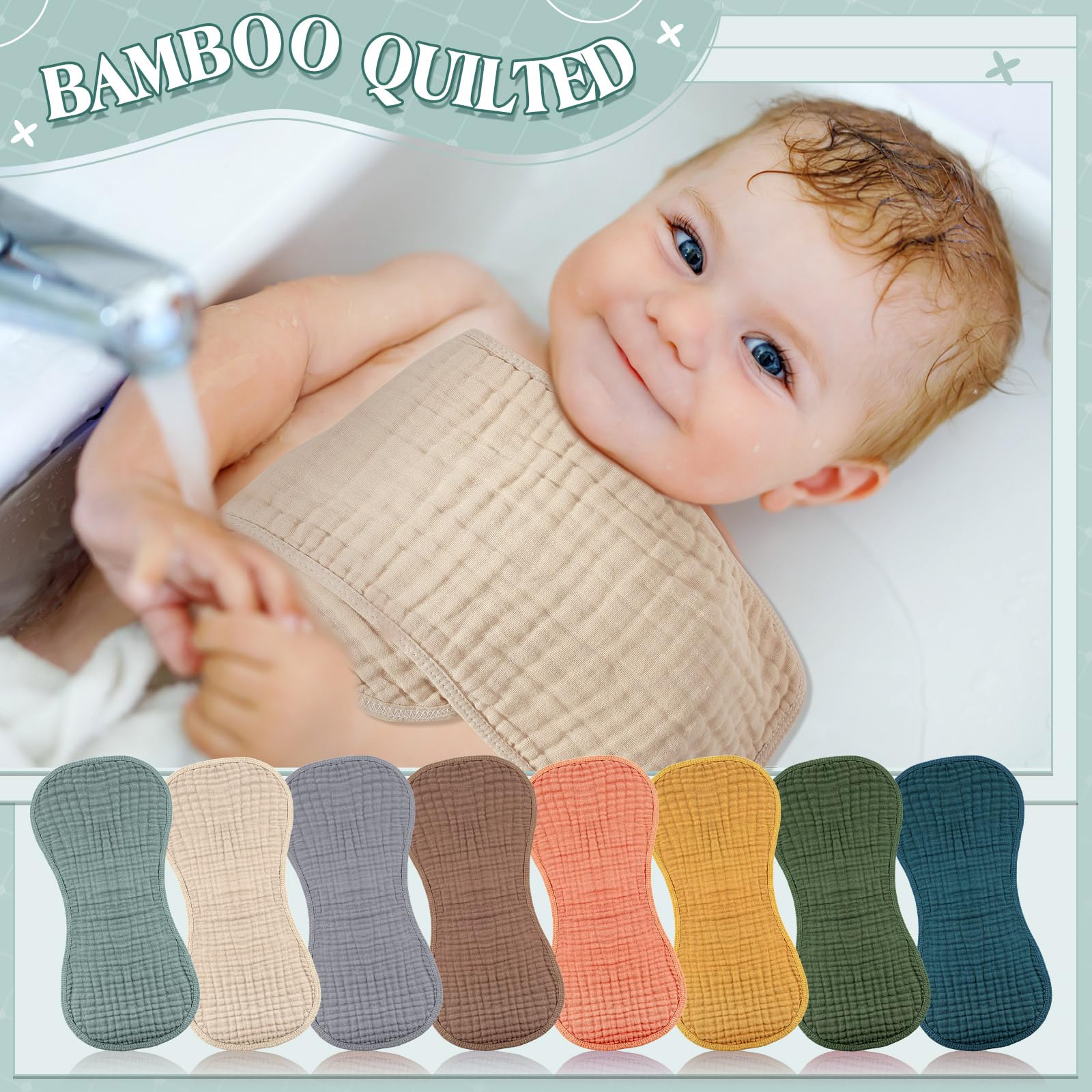 Frienda multi-use baby cloths double as bibs and towels.