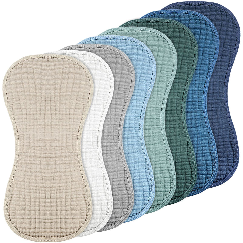 Frienda muslin burp cloth with four-layer absorbent design for quick spill cleanup.