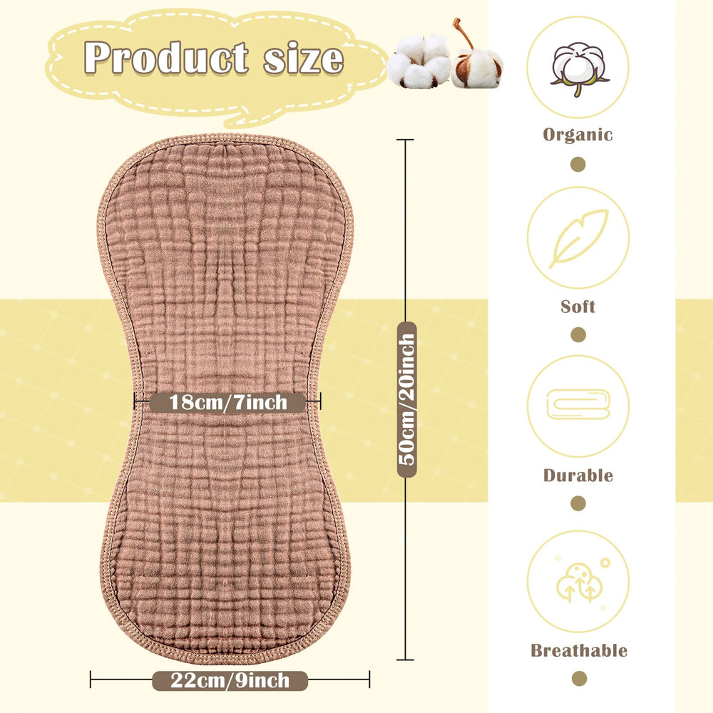 Frienda muslin burp cloths 25x50 cm with close-up stitches and durable edges.