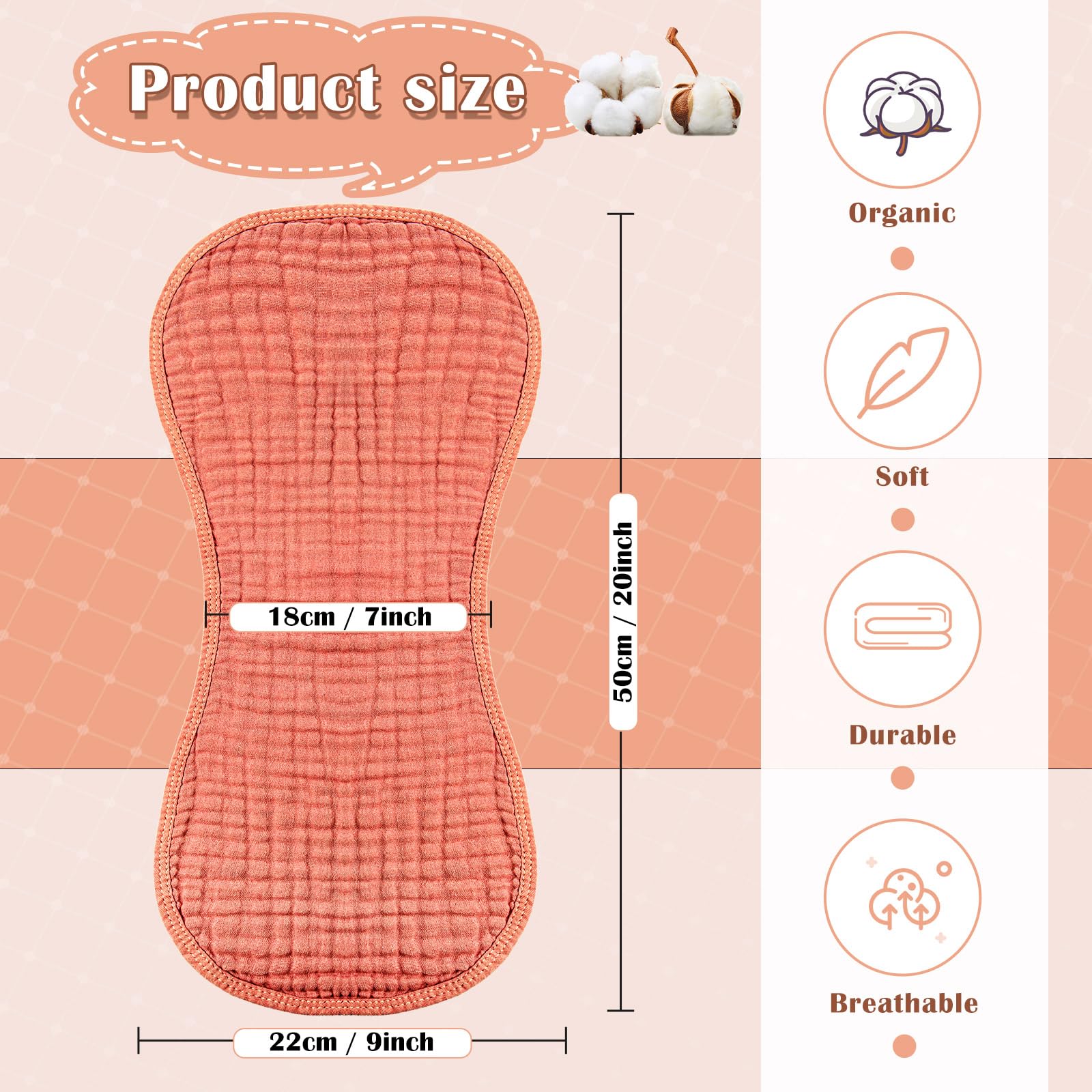 Close-up of Frienda four-layer burp cloth showing soft edges and breathable fabric.