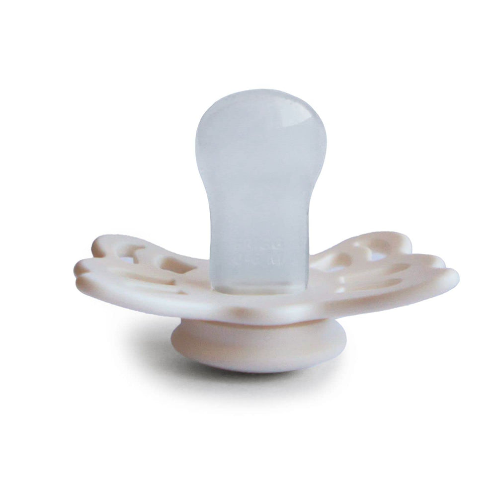 FRIGG Butterfly Cream/Blush pacifier color for gentle newborn comfort