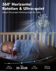 FRIZCOL Stroller Fan brushless motor keeps noise below 25dB.