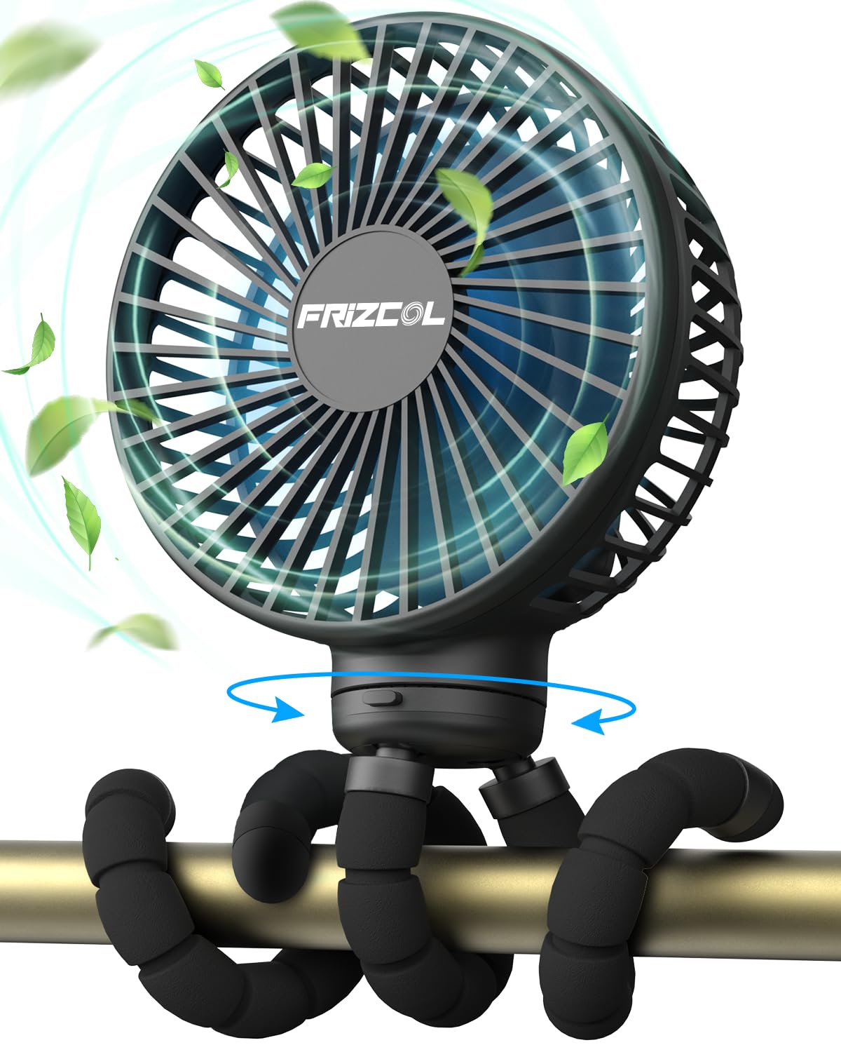 FRIZCOL compact stroller fan providing portable cooling on the go