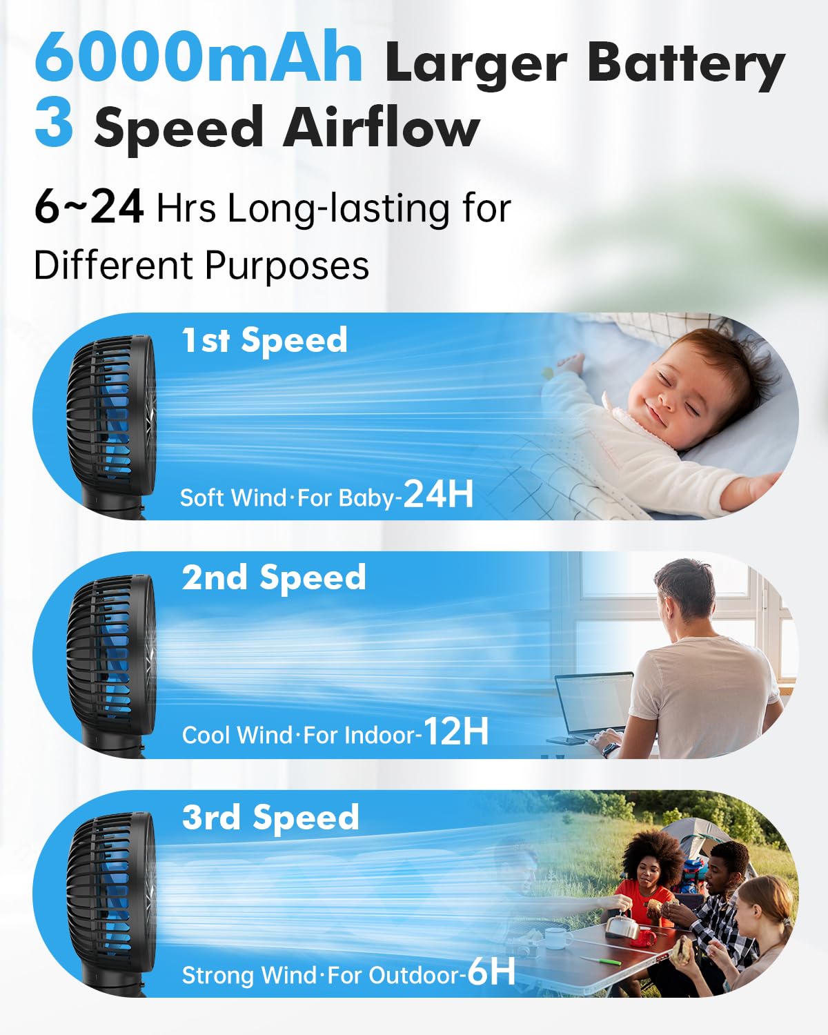 FRIZCOL multifunctional fan used as handheld, desk and outdoor companion