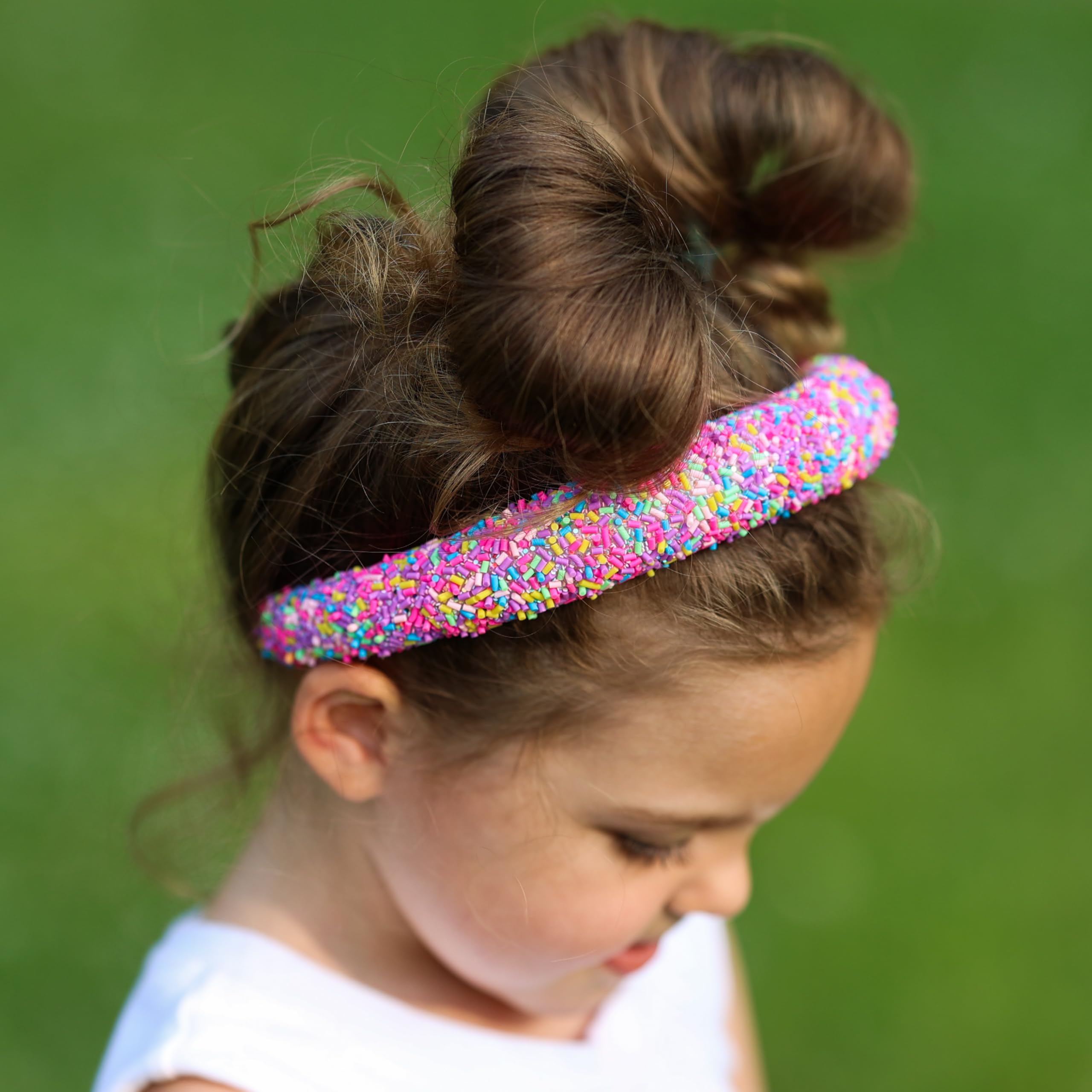 FROG SAC sprinkle headband side view highlights non-slip velvet lining for active kids.