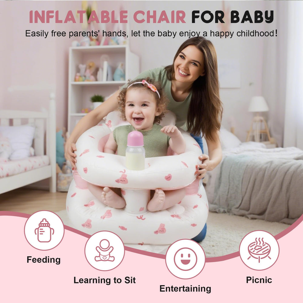 FRTUI pink inflatable chair in outdoor use for small adventures.