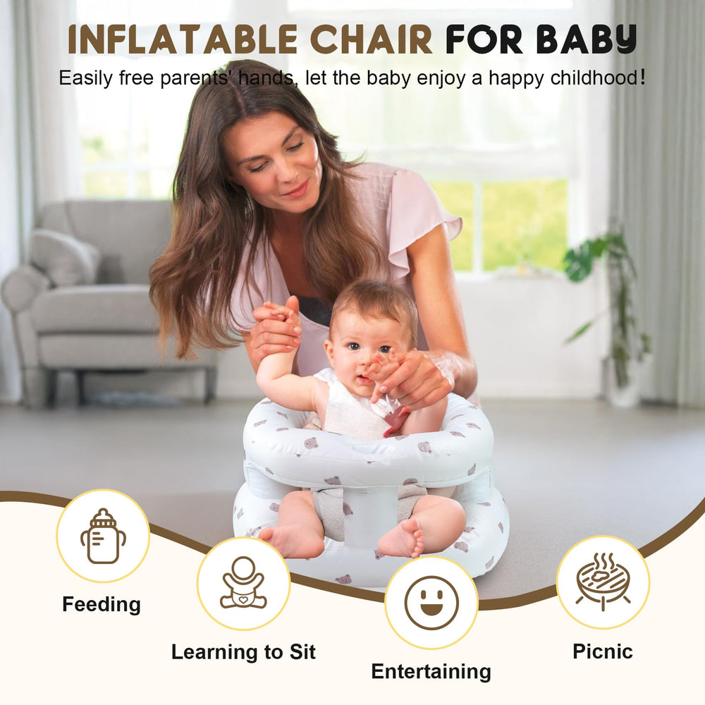 FRTUI inflatable baby seat back view demonstrates full enclosure for safe use.