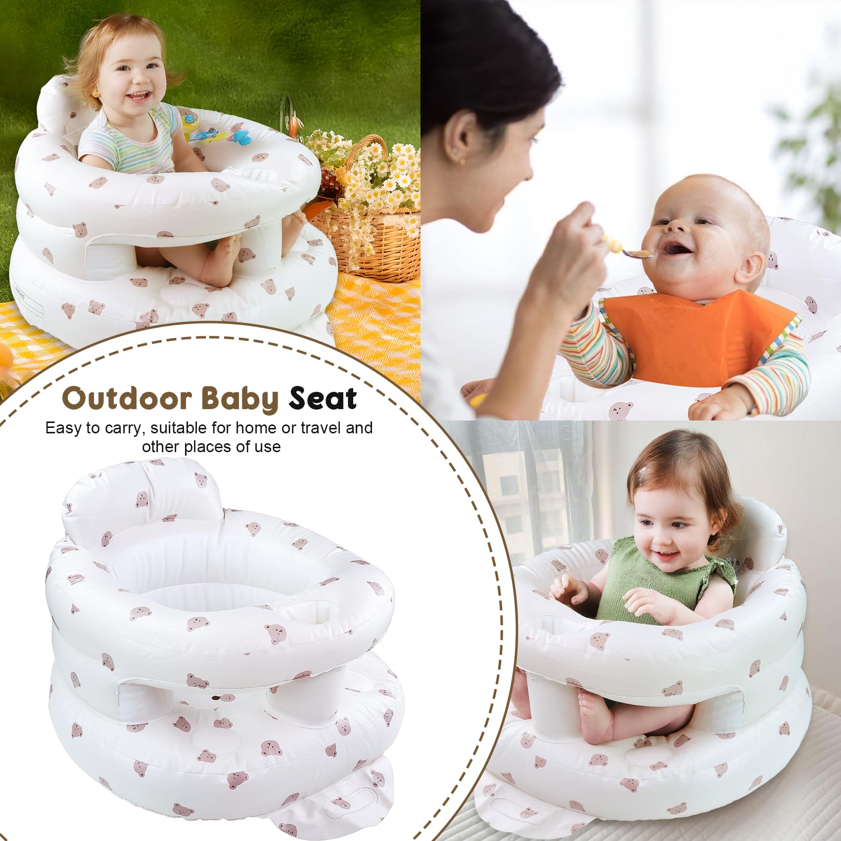 FRTUI inflatable baby seat compact fold showcases easy storage.