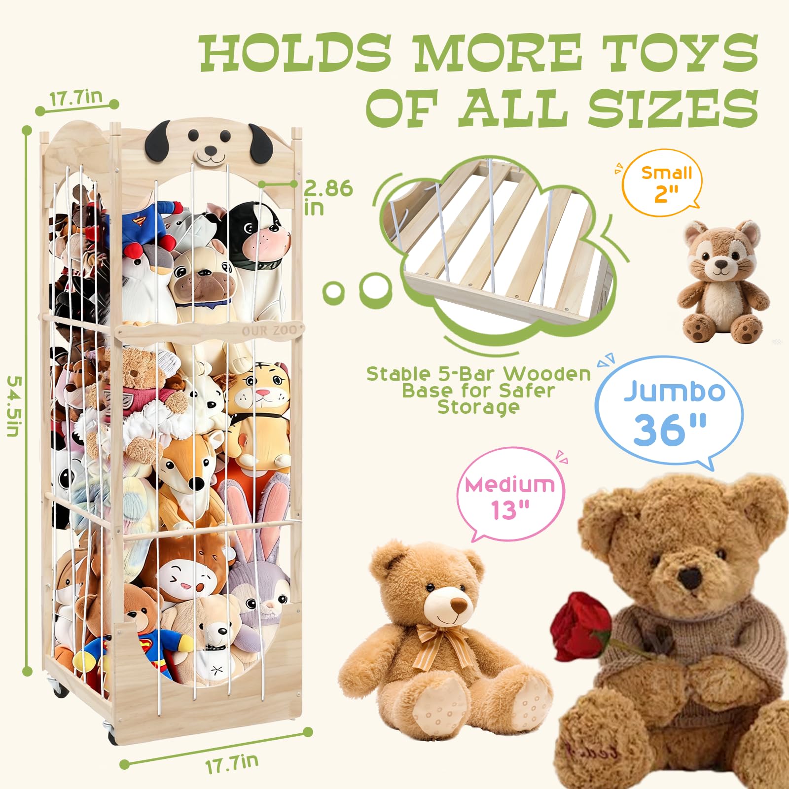Fruaros top-board puppy design adds whimsy while tidying nursery toys.