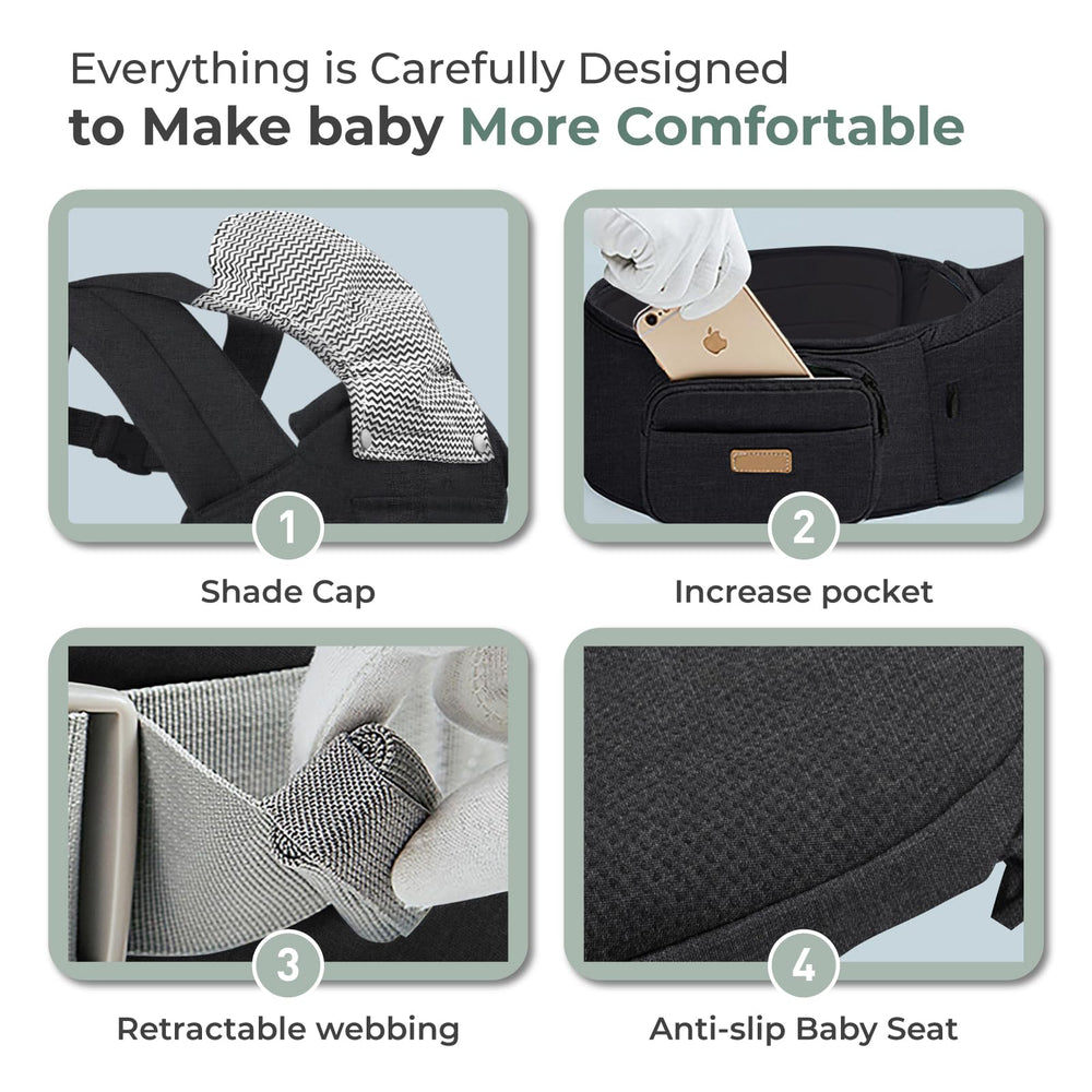 FRUITEAM adjustable hip-seat with ergonomic support for a personalized fit