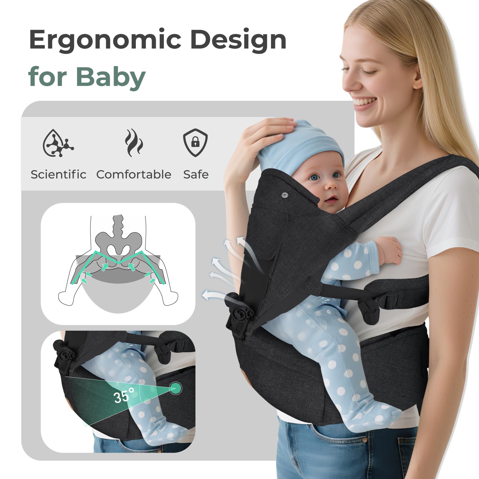 FRUITEAM breathable linen and 3D mesh fabric keeps baby cool