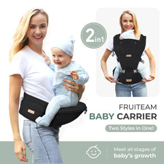 FRUITEAM feeding mode on the hip-seat carrier for convenient breastfeeding