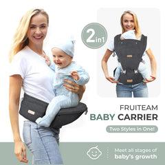 FRUITEAM baby carrier in back carry mode for hands-free use
