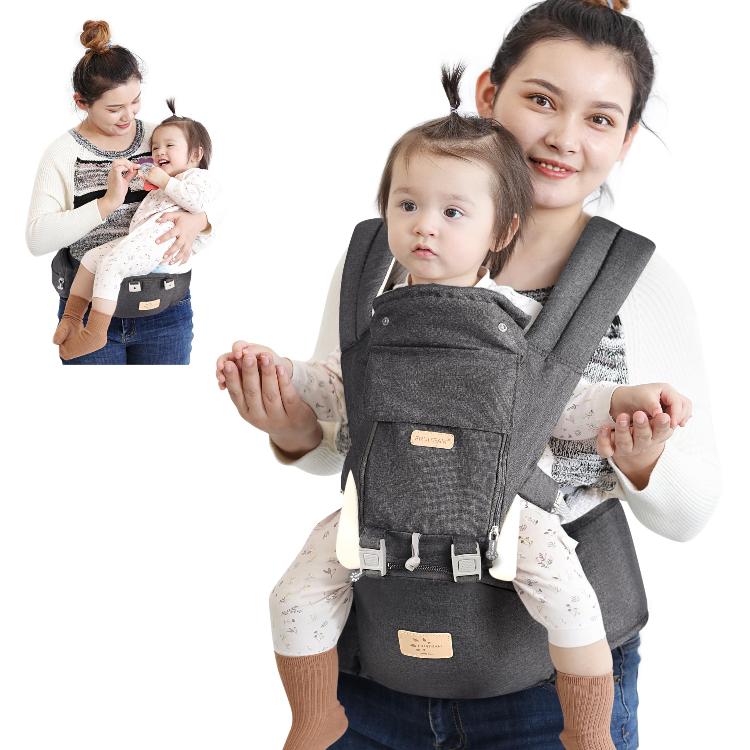 FRUITEAM 6-in-1 baby carrier in front carry position for close contact