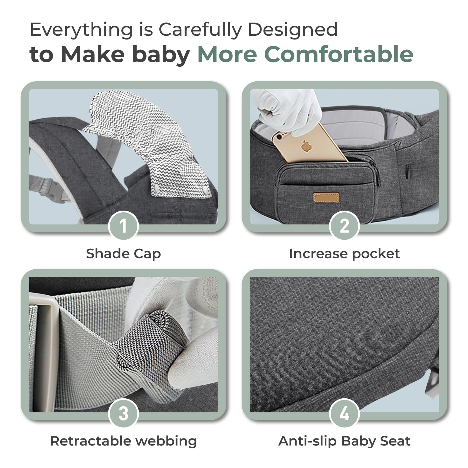 FRUITEAM all-season linen fabric on baby carrier