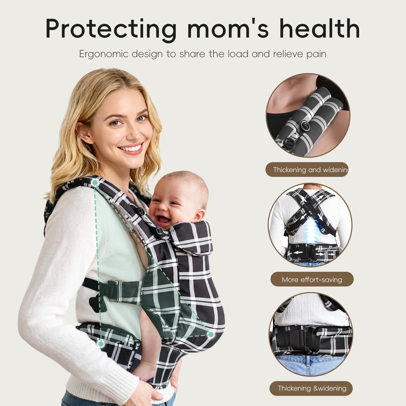 FRUITEAM ergonomic back support demonstrates comfortable weight distribution for longer wears.