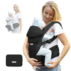 FRUITEAM baby carrier with adjustable headrest provides newborn neck comfort.