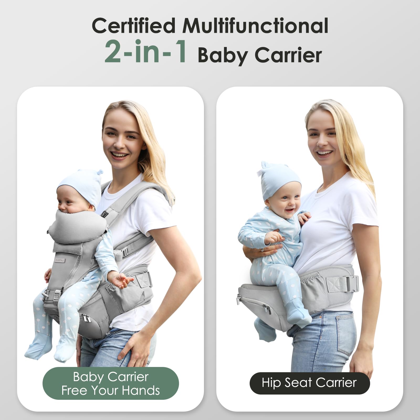 FRUITEAM weight-relieving system distributes baby's weight evenly for comfortable wear