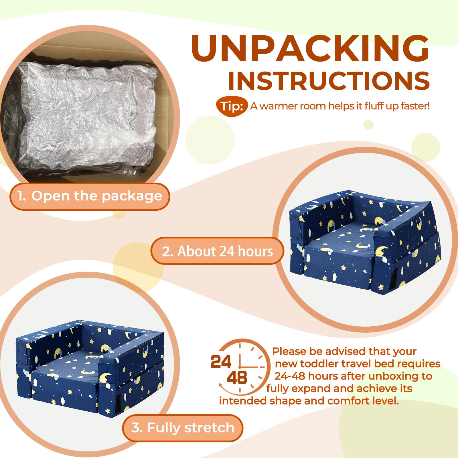 FRUITEAM high-density foam provides gentle support for toddlers