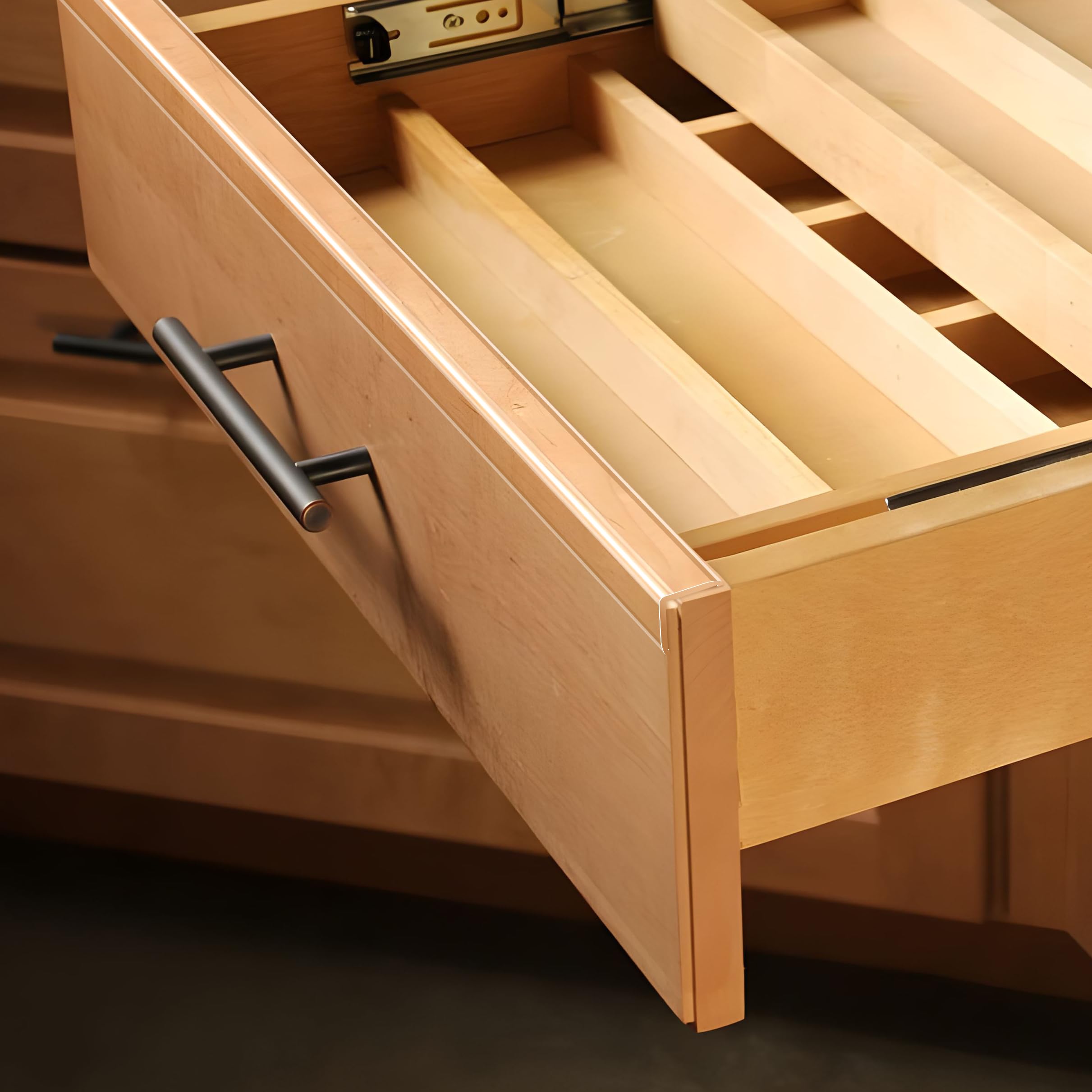 Frychee edge protector applied to cabinets keeps edges safe and neat