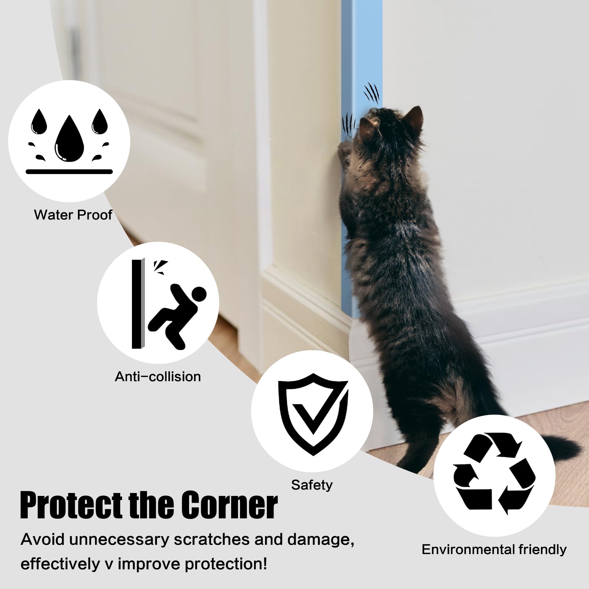 Frychee PVC corner guard blue resists knocks on surfaces.