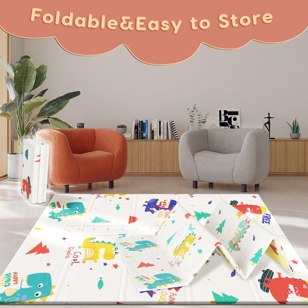 Fshibila double-sided pattern reveals dinosaurs and animal prints.