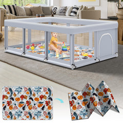Fshibila baby playpen in full setup, spacious area for safely supervised play.