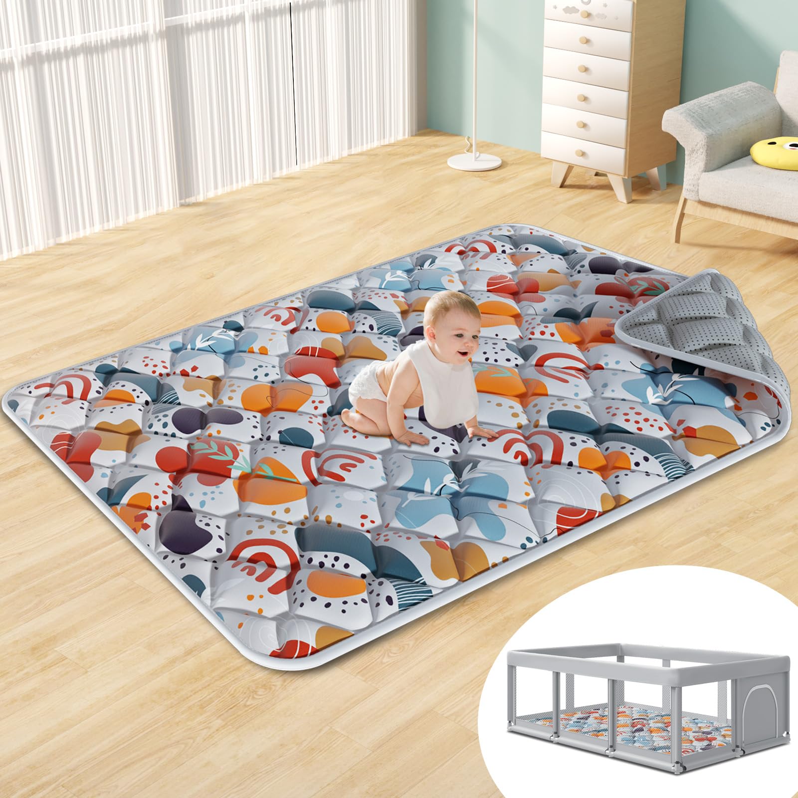 Fshibila large portable foldable play mat for easy transport