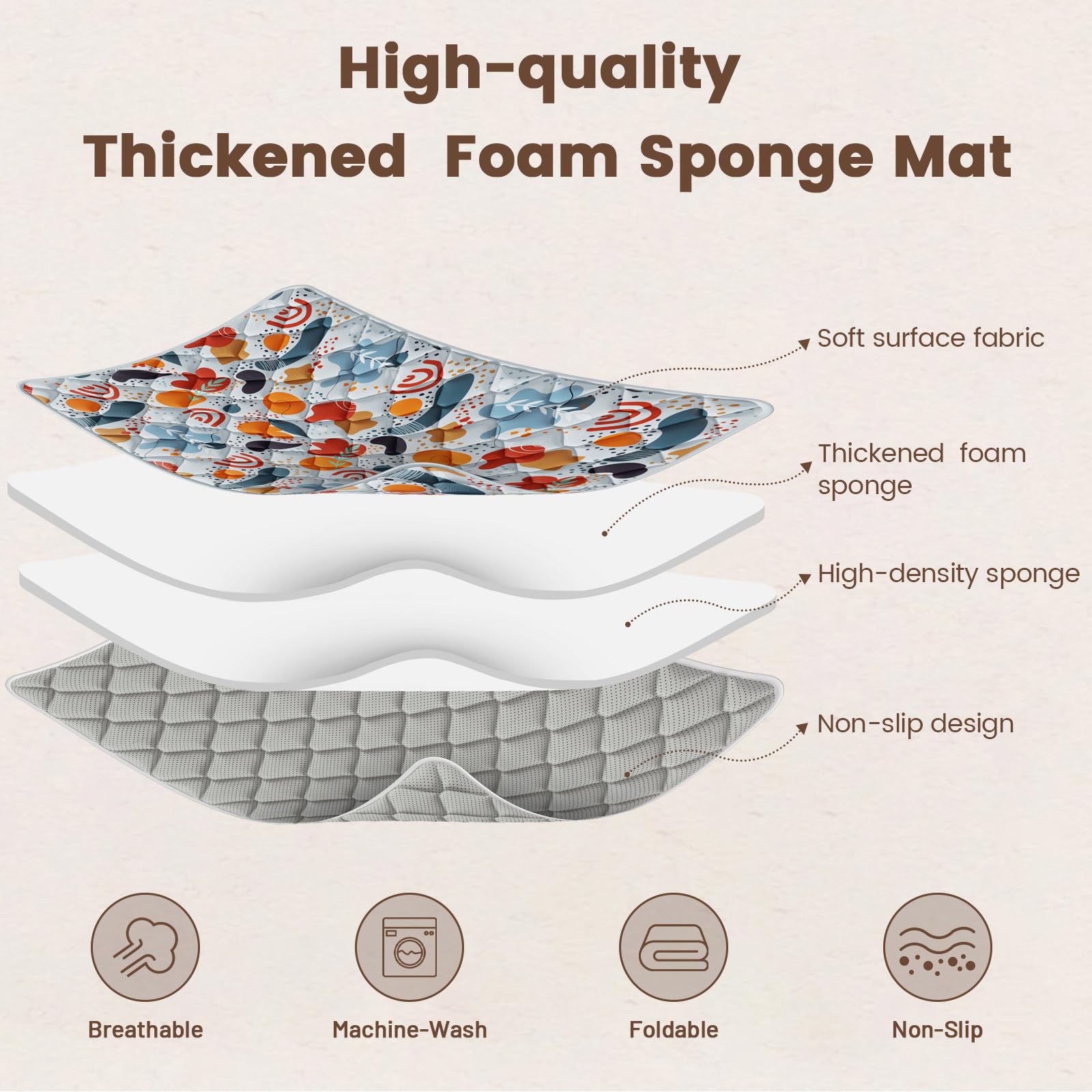 Fshibila machine-washable play mat for quick cleaning