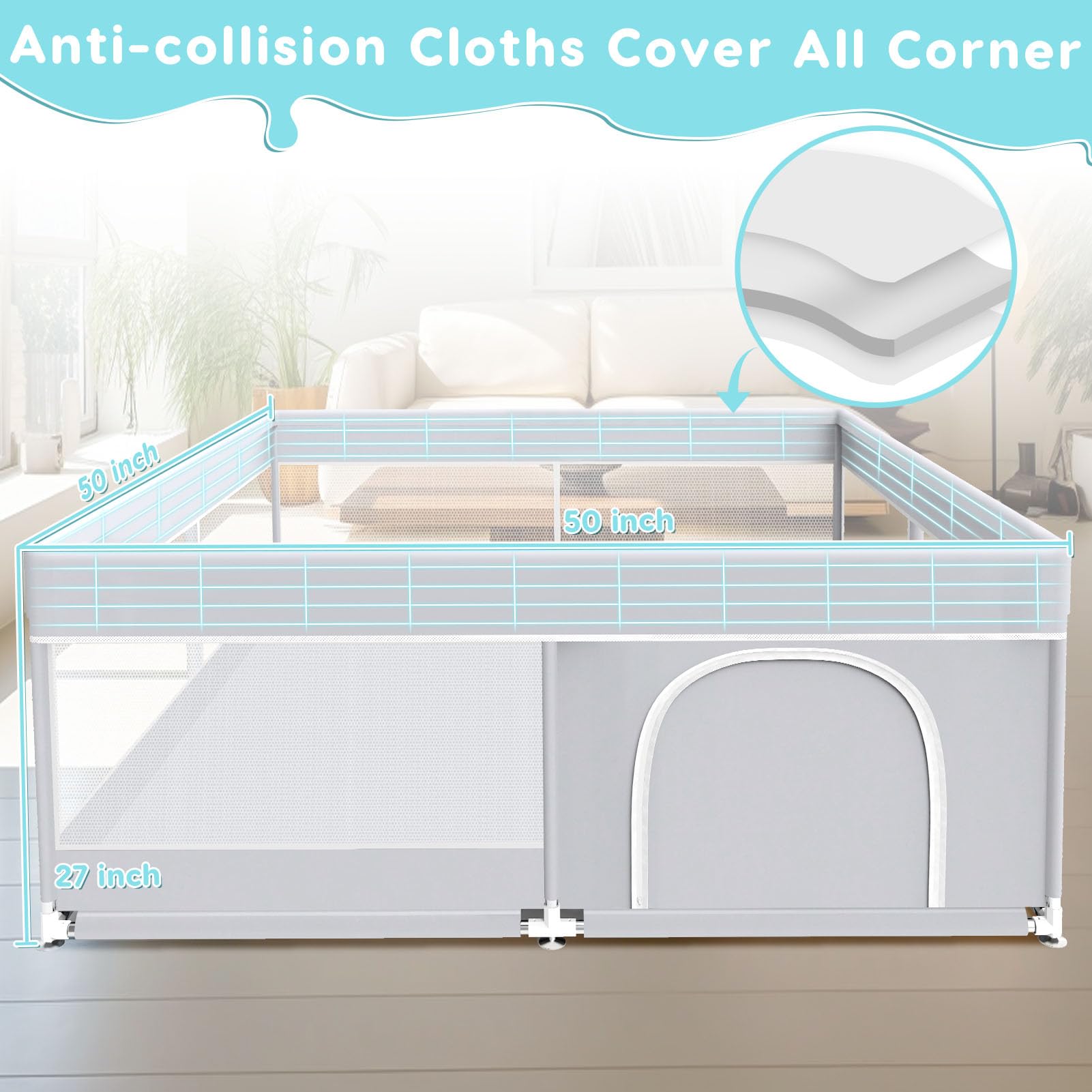 Fshibila outer zip design stops climbing and keeps play area secure