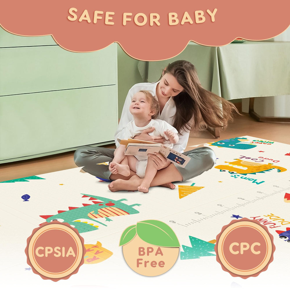 Fshibila foldable playmat shown as portable and easy to store.